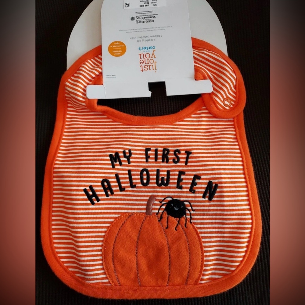 Orange Striped Halloween Bib for Babies